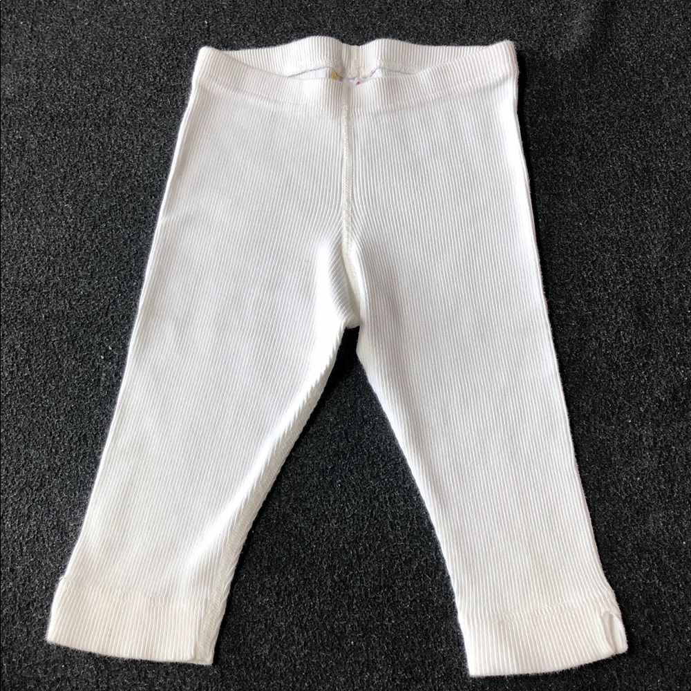 Hanna Andersson 100% Cotton Ribbed Capri Leggings White Size 110 (4-6Yrs)